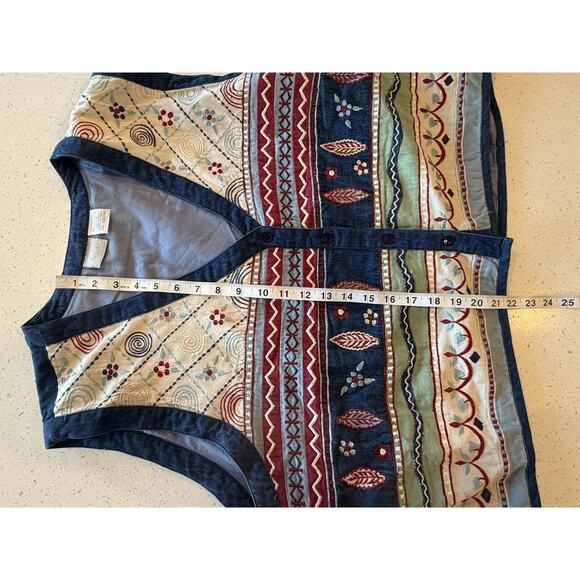 Blair Vintage Vest Knit Embroidered Denim Cottage Core 2XL - Picture 6 of 12
